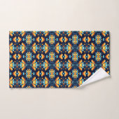 Blauw sinaasappel bloemen Art Deco Bad Handdoek (Handdoek)