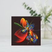 Blauw Sinaasappel Bloemen Modern Abstract Kunstpat (Staand voorkant)