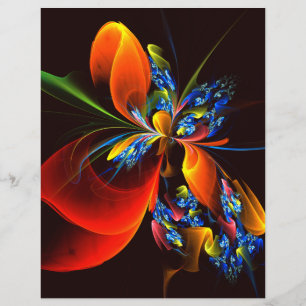 Blauw Sinaasappel Bloemen Modern Abstract Kunstpat