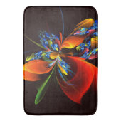 Blauw Sinaasappel Bloemen Modern Abstract Kunstpat Badmat (Voorkant Verticaal)