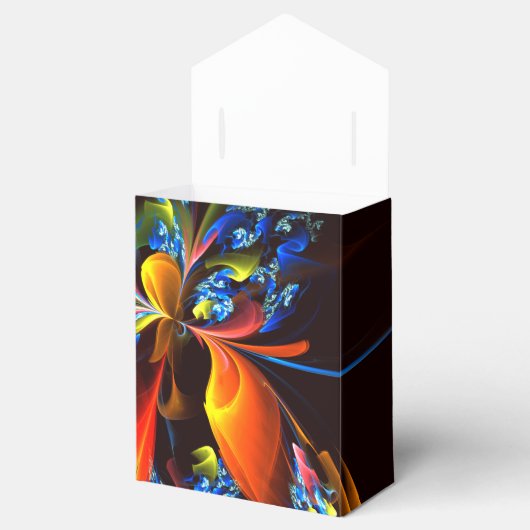 Blauw Sinaasappel Bloemen Modern Abstract Kunstpat Bedankdoosjes (Geopend)