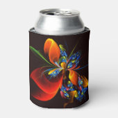 Blauw Sinaasappel Bloemen Modern Abstract Kunstpat Blikjeskoeler (Blikje Voorkant)