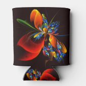 Blauw Sinaasappel Bloemen Modern Abstract Kunstpat Blikjeskoeler (Achterkant)