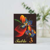 Blauw Sinaasappel Bloemen Modern Abstract Kunstpat Briefkaart (Staand voorkant)