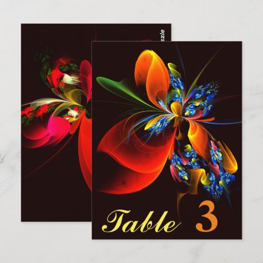 Blauw Sinaasappel Bloemen Modern Abstract Kunstpat Briefkaart (Voorkant / Achterkant)