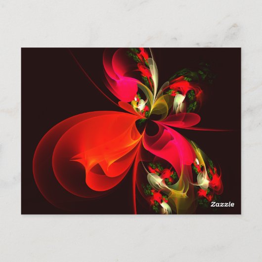 Blauw Sinaasappel Bloemen Modern Abstract Kunstpat Briefkaart (Achterkant)