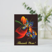 Blauw Sinaasappel Bloemen Modern Abstract Kunstpat Briefkaart (Staand voorkant)