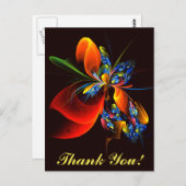 Blauw Sinaasappel Bloemen Modern Abstract Kunstpat Briefkaart (Voorkant / Achterkant)