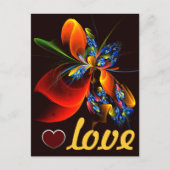 Blauw Sinaasappel Bloemen Modern Abstract Kunstpat Briefkaart (Voorkant)