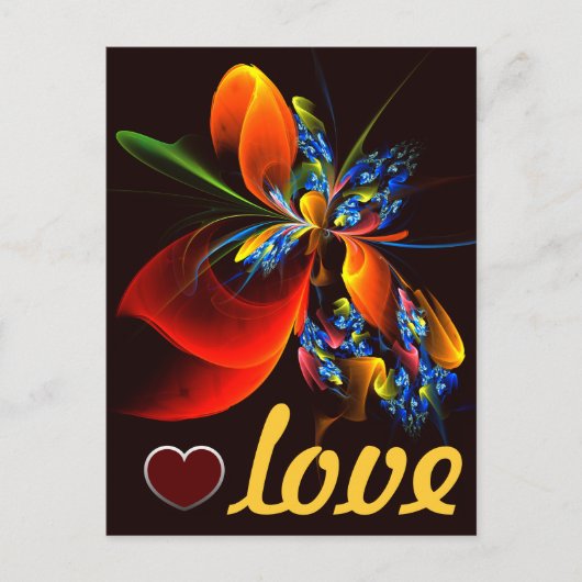 Blauw Sinaasappel Bloemen Modern Abstract Kunstpat Briefkaart (Voorkant)