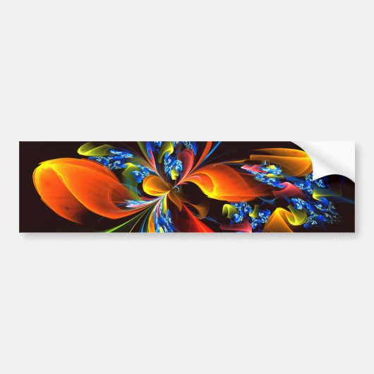 Blauw Sinaasappel Bloemen Modern Abstract Kunstpat Bumpersticker (Voorkant)