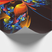 Blauw Sinaasappel Bloemen Modern Abstract Kunstpat Cadeaupapier (Hoek)