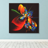 Blauw Sinaasappel Bloemen Modern Abstract Kunstpat Canvas Afdruk (Insitu (Houten vloer))
