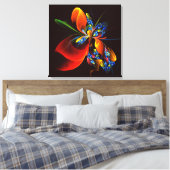 Blauw Sinaasappel Bloemen Modern Abstract Kunstpat Canvas Afdruk (Insitu (Slaapkamer))