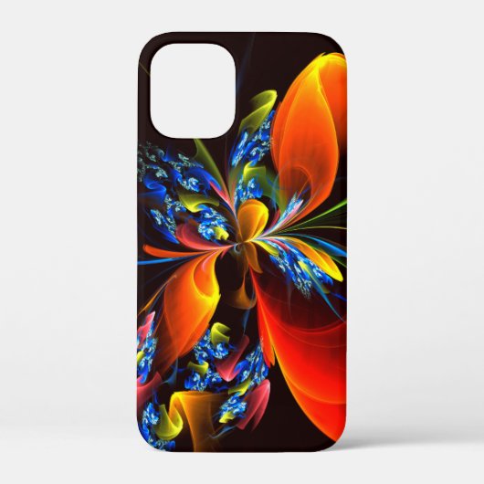 Blauw Sinaasappel Bloemen Modern Abstract Kunstpat Case-Mate iPhone Case (Achterkant)