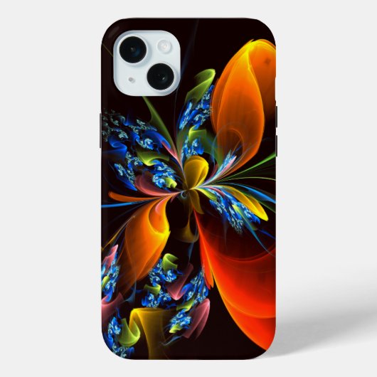 Blauw Sinaasappel Bloemen Modern Abstract Kunstpat Case-Mate iPhone Case (Achterkant)