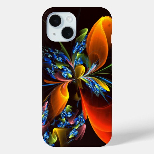 Blauw Sinaasappel Bloemen Modern Abstract Kunstpat Case-Mate iPhone Case (Achterkant)