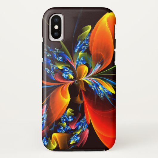Blauw Sinaasappel Bloemen Modern Abstract Kunstpat Case-Mate iPhone Case (Achterkant)