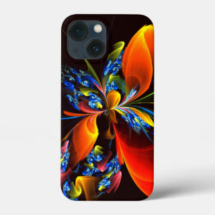 Blauw Sinaasappel Bloemen Modern Abstract Kunstpat Case-Mate iPhone Case