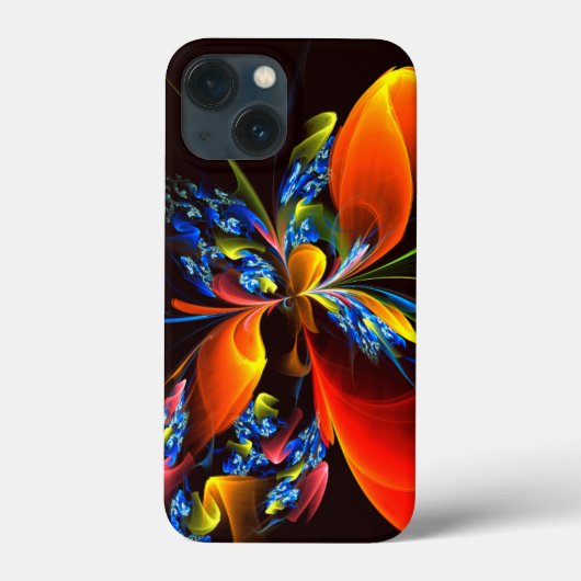 Blauw Sinaasappel Bloemen Modern Abstract Kunstpat Case-Mate iPhone Case (Achterkant)