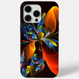 Blauw Sinaasappel Bloemen Modern Abstract Kunstpat iPhone 15 Pro Max Hoesje
