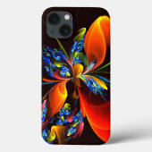 Blauw Sinaasappel Bloemen Modern Abstract Kunstpat Case-Mate iPhone Case (Achterkant)