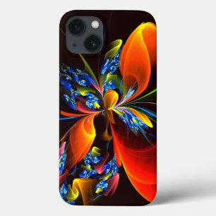 Blauw Sinaasappel Bloemen Modern Abstract Kunstpat Case-Mate iPhone Case