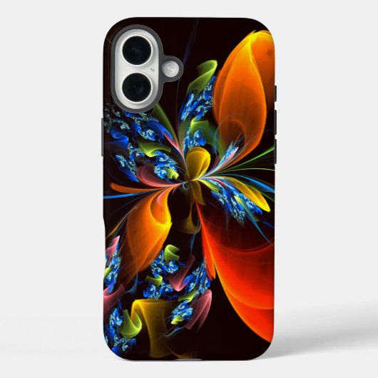 Blauw Sinaasappel Bloemen Modern Abstract Kunstpat Case-Mate iPhone Case (Achterkant)