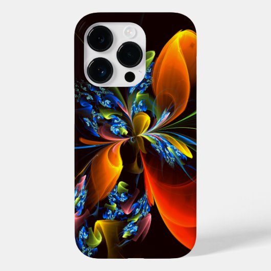 Blauw Sinaasappel Bloemen Modern Abstract Kunstpat Case-Mate iPhone Case (Achterkant)