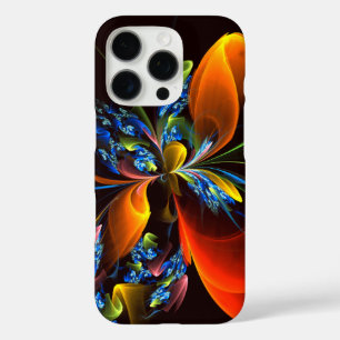 Blauw Sinaasappel Bloemen Modern Abstract Kunstpat iPhone 16 Pro Hoesje