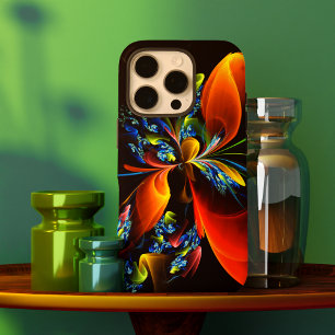 Blauw Sinaasappel Bloemen Modern Abstract Kunstpat iPhone 16 Pro Hoesje