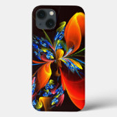 Blauw Sinaasappel Bloemen Modern Abstract Kunstpat Case-Mate iPhone Case (Achterkant)
