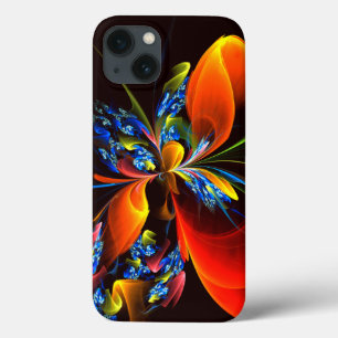 Blauw Sinaasappel Bloemen Modern Abstract Kunstpat Case-Mate iPhone Case