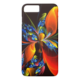 Blauw Sinaasappel Bloemen Modern Abstract Kunstpat iPhone 8/7 Plus Hoesje