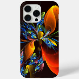 Blauw Sinaasappel Bloemen Modern Abstract Kunstpat iPhone 15 Pro Max Hoesje