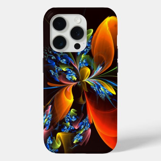 Blauw Sinaasappel Bloemen Modern Abstract Kunstpat Case-Mate iPhone Case (Achterkant)