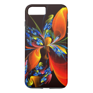 Blauw Sinaasappel Bloemen Modern Abstract Kunstpat iPhone 8/7 Plus Hoesje
