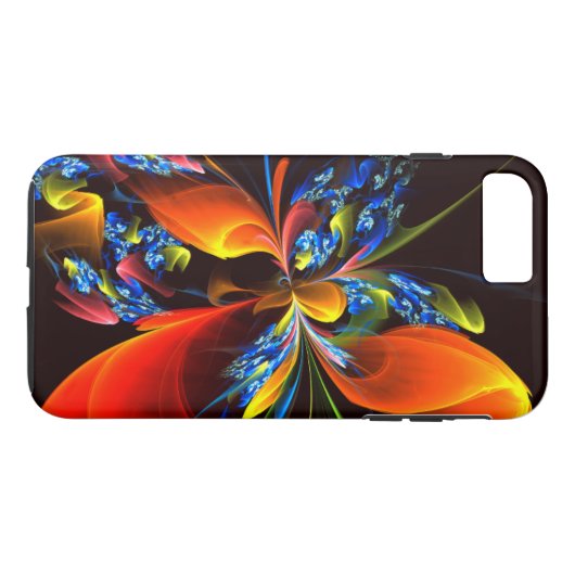Blauw Sinaasappel Bloemen Modern Abstract Kunstpat Case-Mate iPhone Case (Achterkant (Horizontaal))