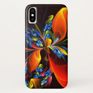 Blauw Sinaasappel Bloemen Modern Abstract Kunstpat Case-Mate iPhone Case