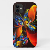 Blauw Sinaasappel Bloemen Modern Abstract Kunstpat Case-Mate iPhone Case (Achterkant)