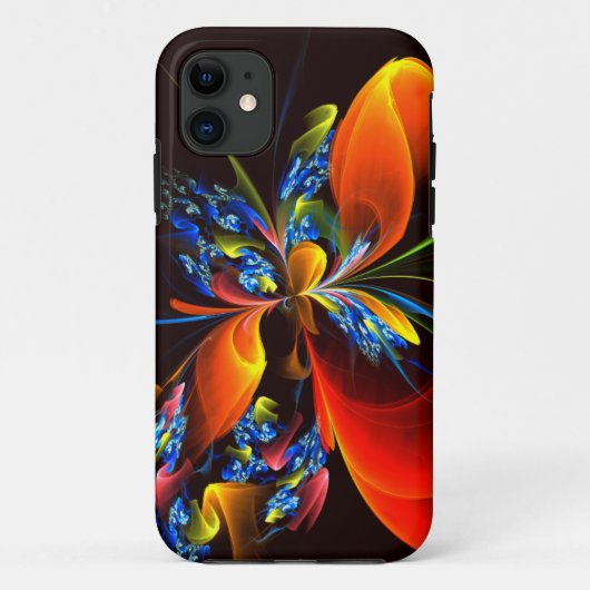 Blauw Sinaasappel Bloemen Modern Abstract Kunstpat Case-Mate iPhone Case (Achterkant)