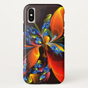 Blauw Sinaasappel Bloemen Modern Abstract Kunstpat Case-Mate iPhone Case