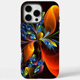 Blauw Sinaasappel Bloemen Modern Abstract Kunstpat iPhone 16 Pro Max Hoesje