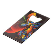 Blauw Sinaasappel Bloemen Modern Abstract Kunstpat Creditkaart Flessenopener (Achterkant Gekanteld)