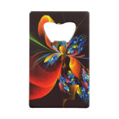 Blauw Sinaasappel Bloemen Modern Abstract Kunstpat Creditkaart Flessenopener (Achterkant)