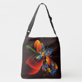 Blauw Sinaasappel Bloemen Modern Abstract Kunstpat Crossbody Tas (Achterkant)