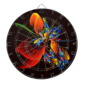Blauw Sinaasappel Bloemen Modern Abstract Kunstpat Dartbord (Voorkant)