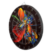 Blauw Sinaasappel Bloemen Modern Abstract Kunstpat Dartbord (Voorkant Rechts)