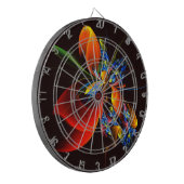 Blauw Sinaasappel Bloemen Modern Abstract Kunstpat Dartbord (Voorkant Links)