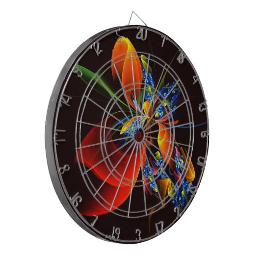 Blauw Sinaasappel Bloemen Modern Abstract Kunstpat Dartbord (Voorkant Links)
